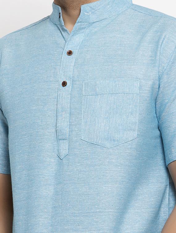 mandarin neck solid short kurta - 19814500 - Standard Image - 4