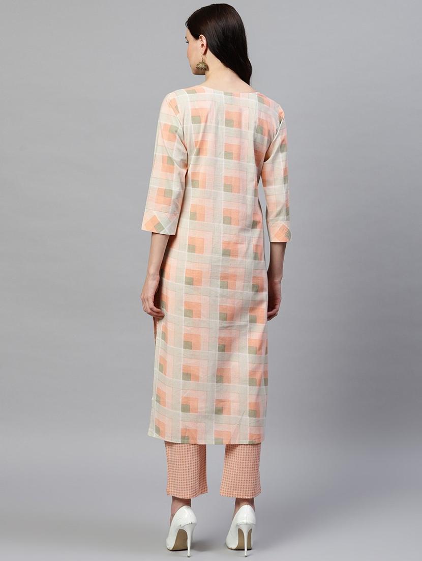 checkered kurta pant set - 19816635 - Zoom Image - 3