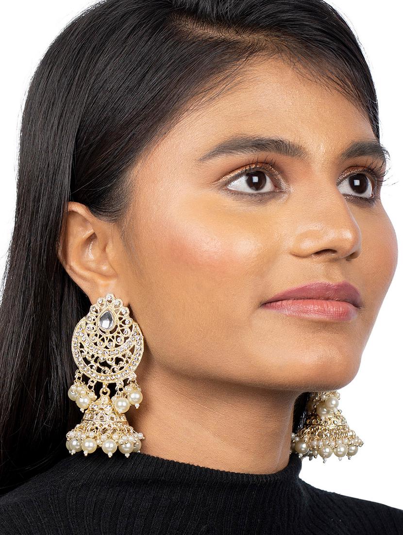 gold alloy jhumka earring - 19839908 - Standard Image - 4