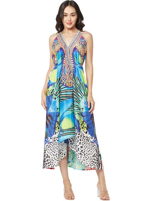 women's high low abstract dress - 19848459 - Very Small Image - 1