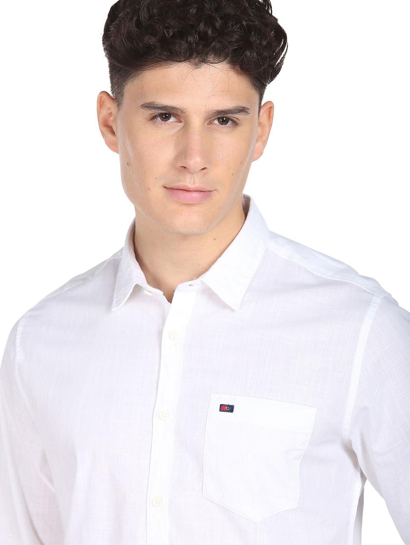 mens white regular fit solid casual shirt - 19856254 - Zoom Image - 3