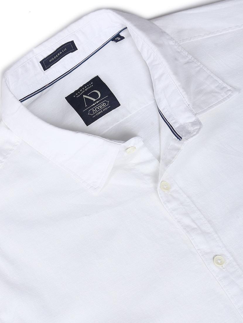 mens white regular fit solid casual shirt - 19856254 - Standard Image - 4