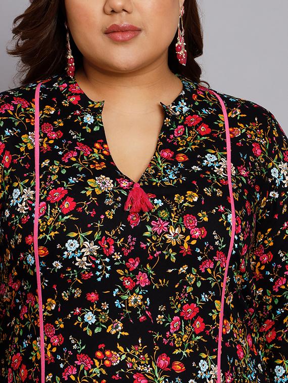 black rayon kurta palazzo set - 19856622 - Zoom Image - 4