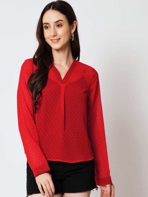 women's straight v neck top - 19874576 - Very Small Image - 1