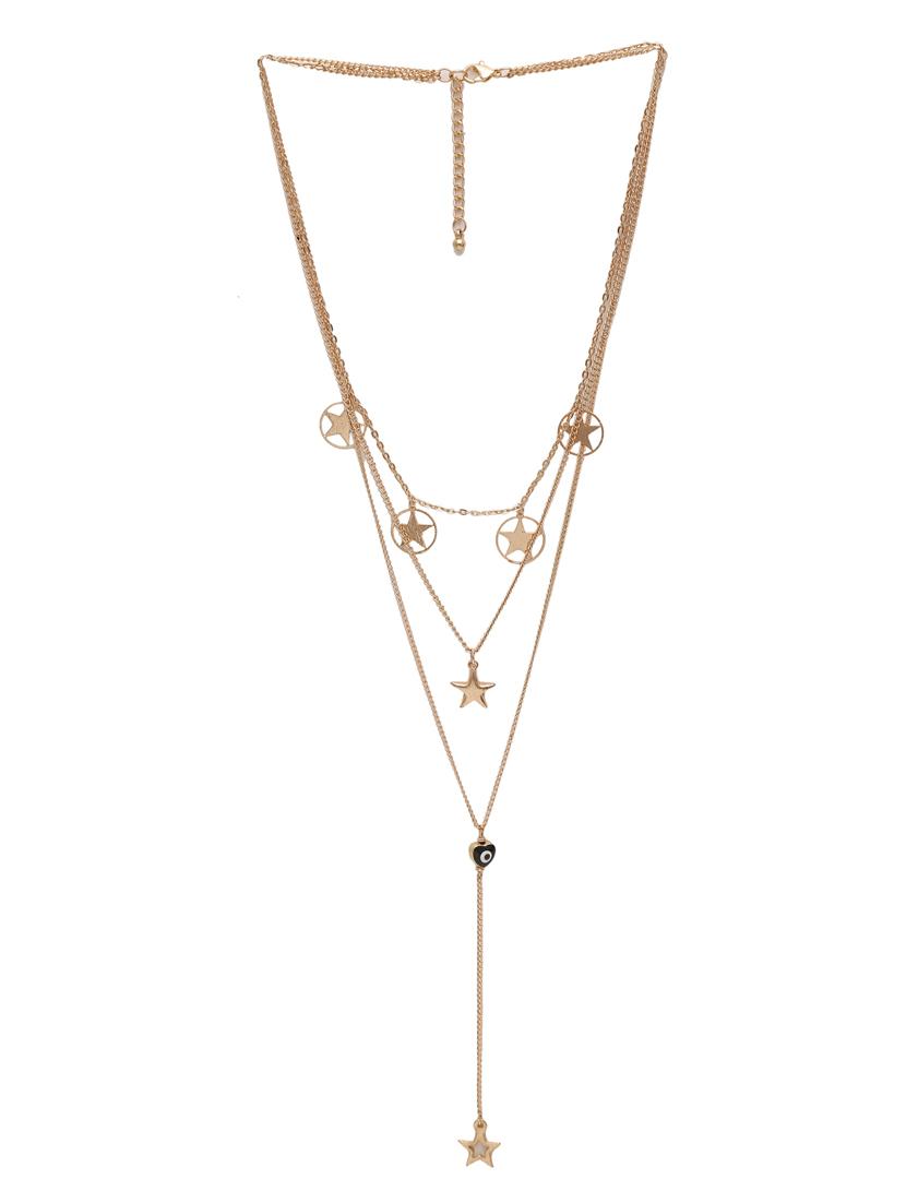 gold metal long necklace - 19876483 - Zoom Image - 2