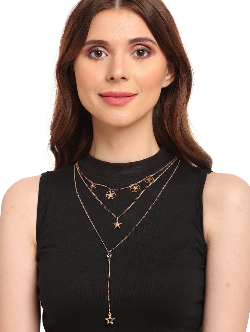 gold metal long necklace - 19876483 - Zoom Image - 3