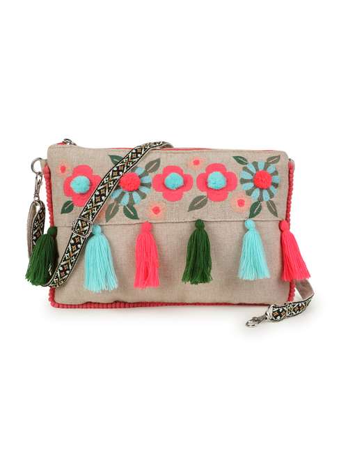 beige canvas sling bag - 19910268 - Very Small Image - 1