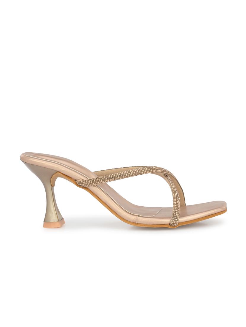 gold solid kitten heel sandal - 19920003 - Standard Image - 3