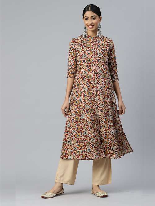 multi colored viscose aline kurta - 19943118 - Very Small Image - 1