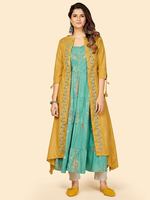 printed viscose anarkali kurta - 19943363 - Very Small Image - 1