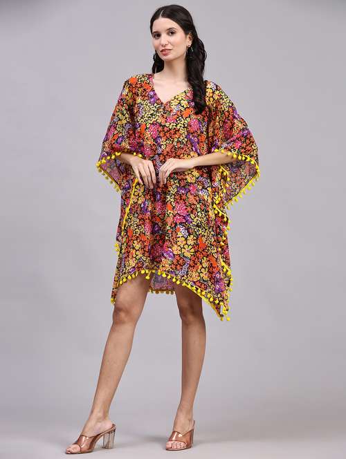 multi colored relaxed fit floral print kaftan dress - 19967957 - Very Small Image - 1