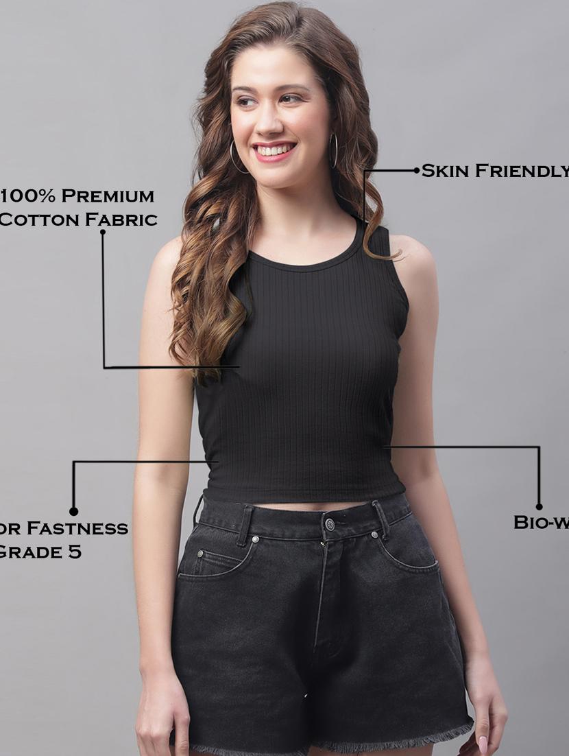 women black solid crop top - 19974438 - Zoom Image - 4