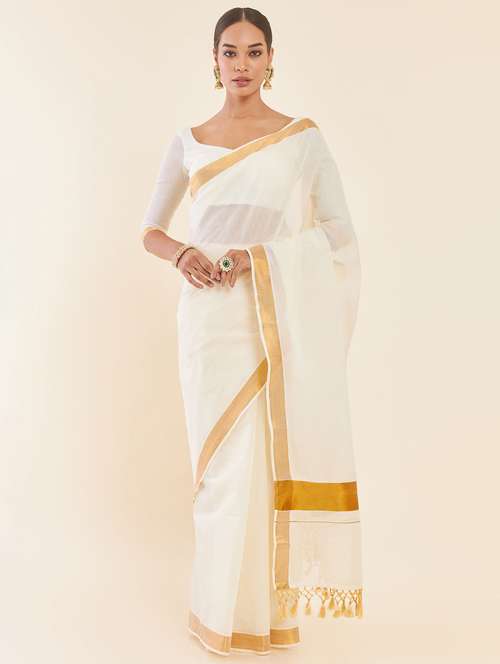women's self design off white colored saree - 19984252 - Very Small Image - 1
