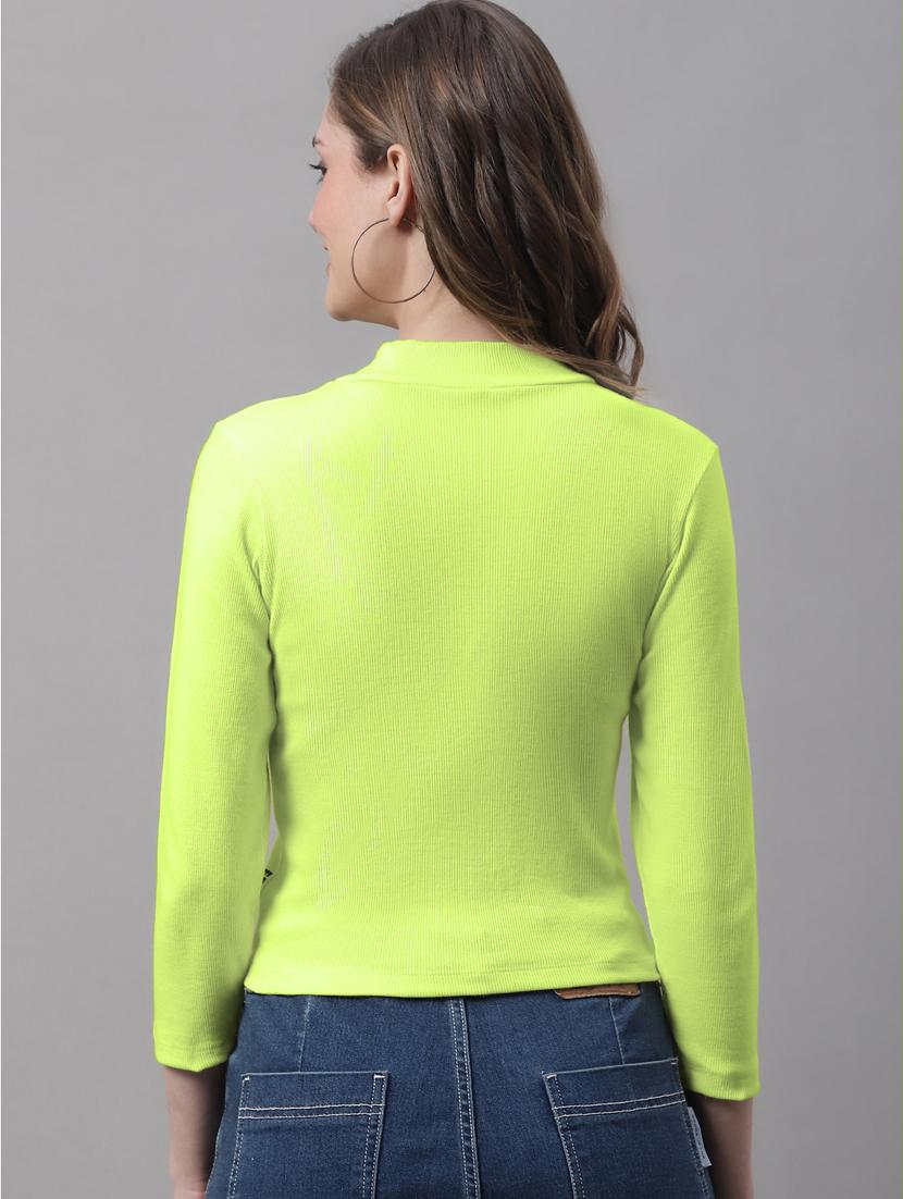 women solid mock neck long sleeves top - 19986076 - Zoom Image - 2