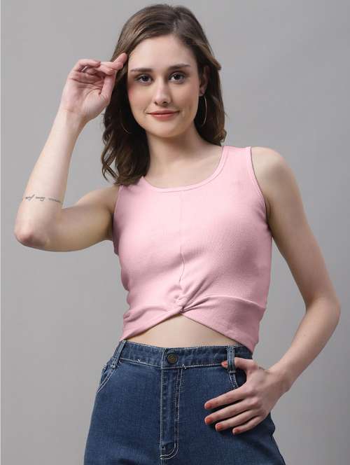 women's crop round neck top - 19986163 - Very Small Image - 1