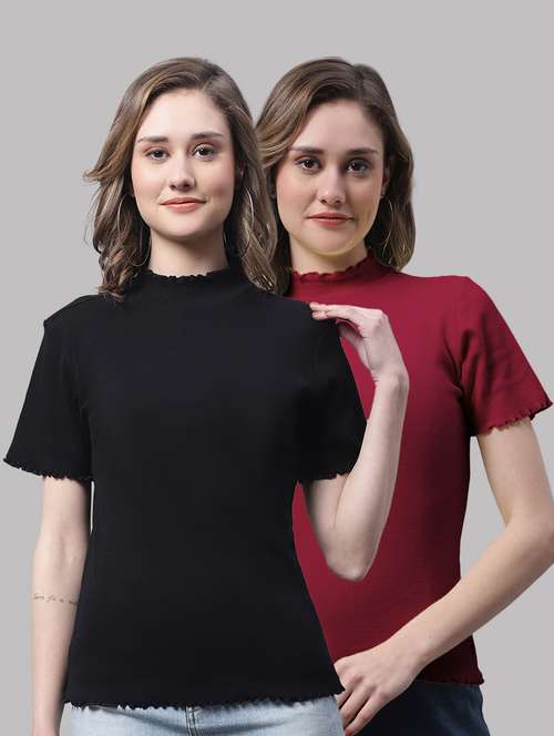 pack of solid mock neck tops - 19989826 - Very Small Image - 1