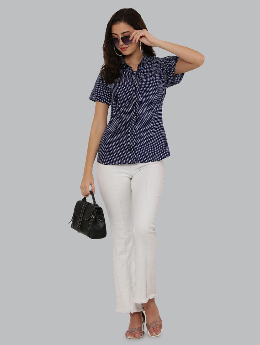 navy blue printed short sleeve shirt - 19990310 - Standard Image - 5