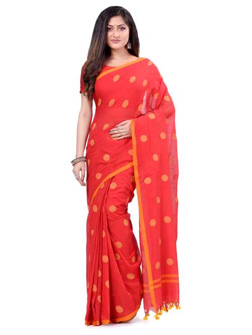 women's polka dots red colored saree - 19994816 - Very Small Image - 1