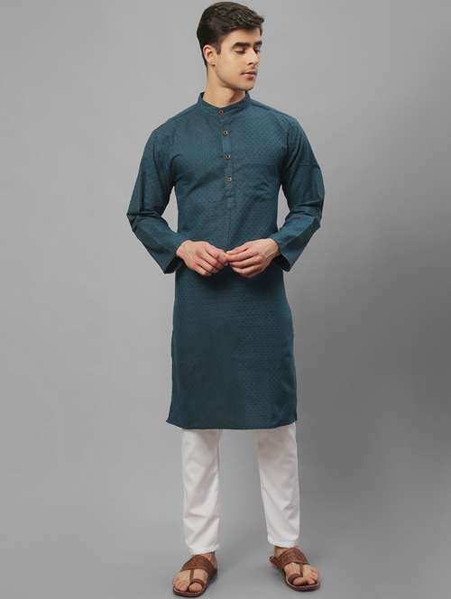 men blue printed long kurta - 20007609 - Very Small Image - 1
