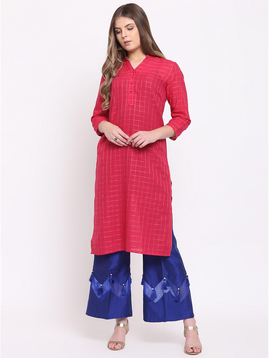 blue silk blend palazzos - 20007656 - Standard Image - 3
