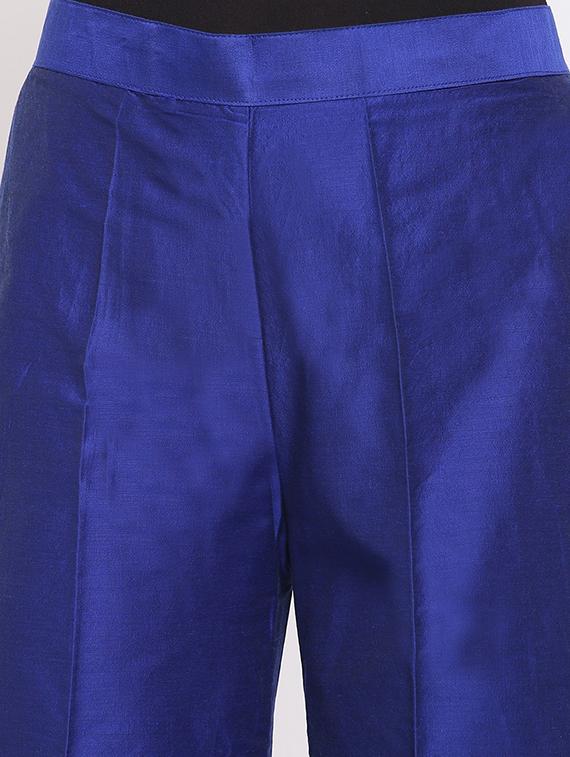 blue silk blend palazzos - 20007656 - Standard Image - 4