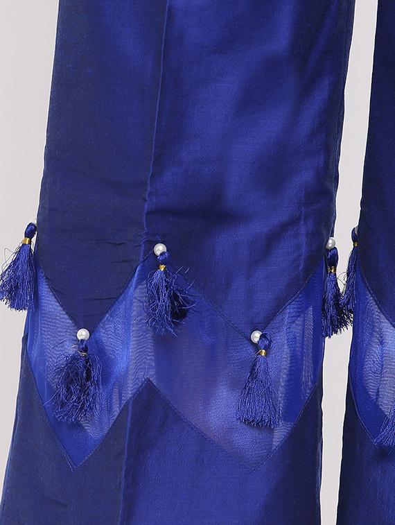blue silk blend palazzos - 20007656 - Standard Image - 5