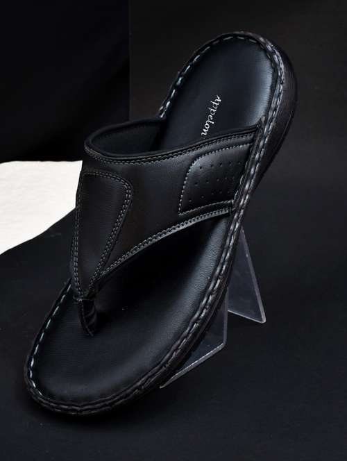 black synthetic & mesh toe separator slippers - 20008662 - Very Small Image - 1