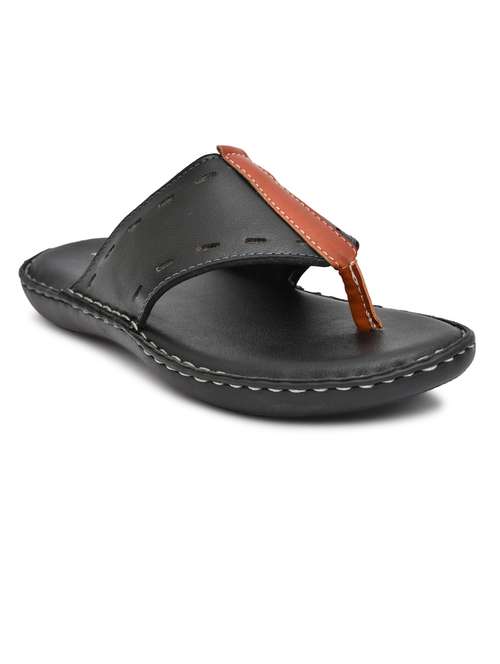 black pu toe separator slippers - 20008716 - Very Small Image - 1