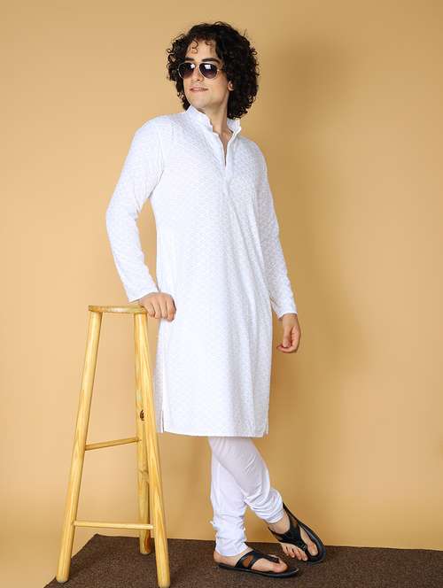 men embroidered kurta churidar ethnic wear set - 20011704 - Very Small Image - 1