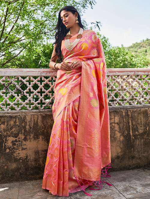 women's banarasi saree with blouse - 20018607 - Very Small Image - 1