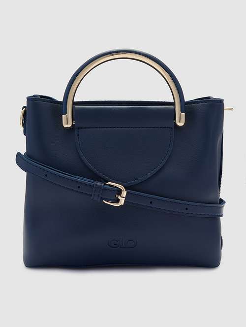 navy blue leatherette (pu) regular sling bag - 20019117 - Very Small Image - 1