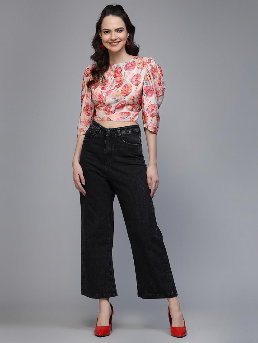 women's crop round neck top - 20019285 - Standard Image - 4