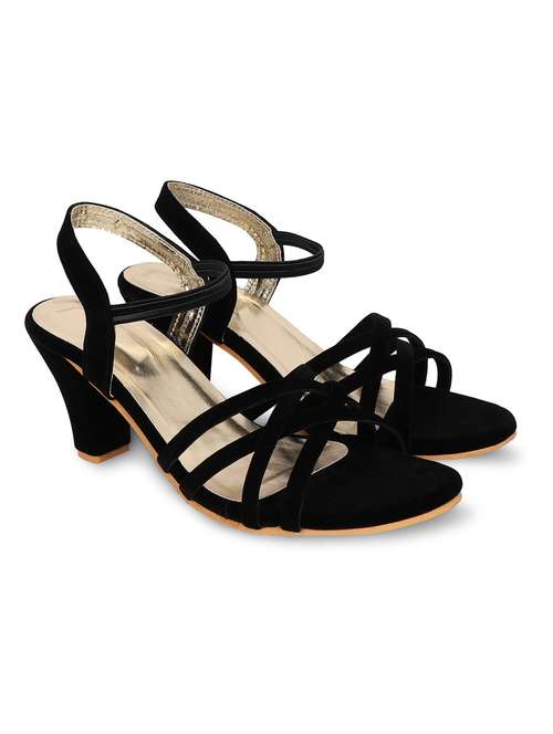 black velvet back strap sandals - 20020050 - Very Small Image - 1