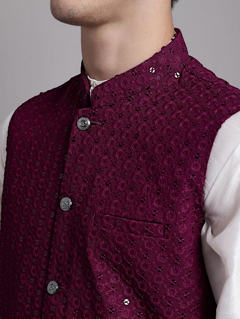 purple rayon nehru jacket - 20038926 - Zoom Image - 5