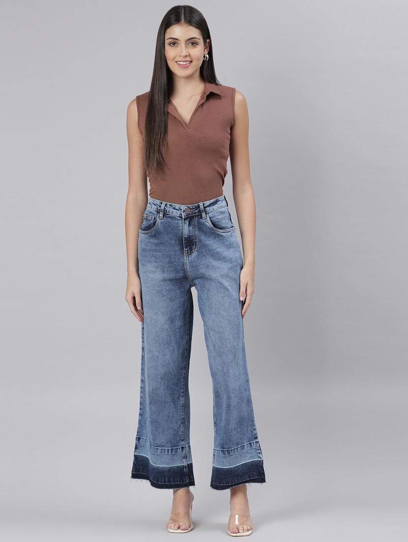 women's plain wide leg jeans - 20052130 - Zoom Image - 4
