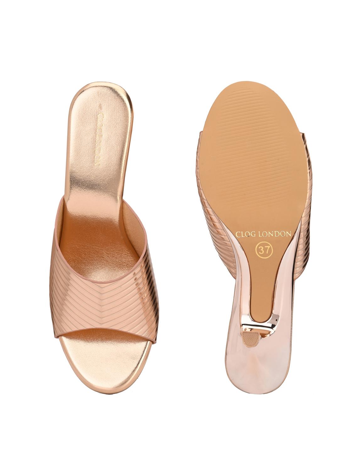 copper synthetic slip on sandals - 20059815 - Zoom Image - 5