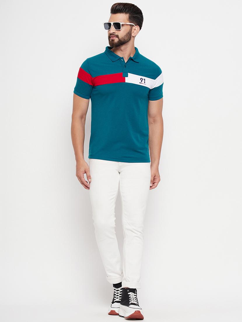 men's color block cotton polo t-shirt - 20059930 - Standard Image - 2