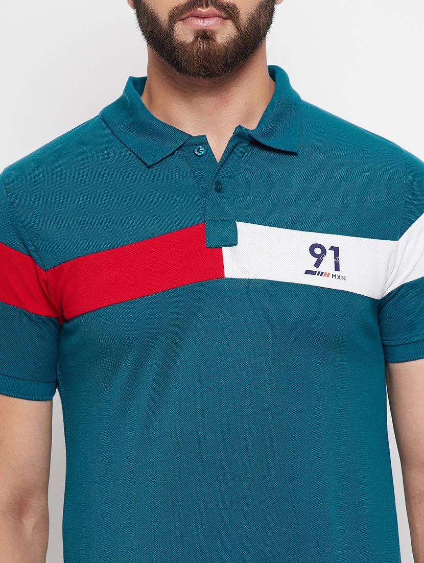 men's color block cotton polo t-shirt - 20059930 - Zoom Image - 4
