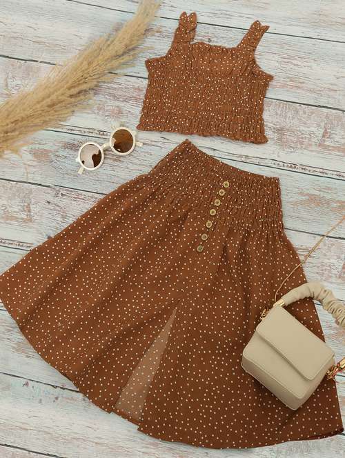 brown polka dots skirt top twin sets  - 20069987 - Very Small Image - 1