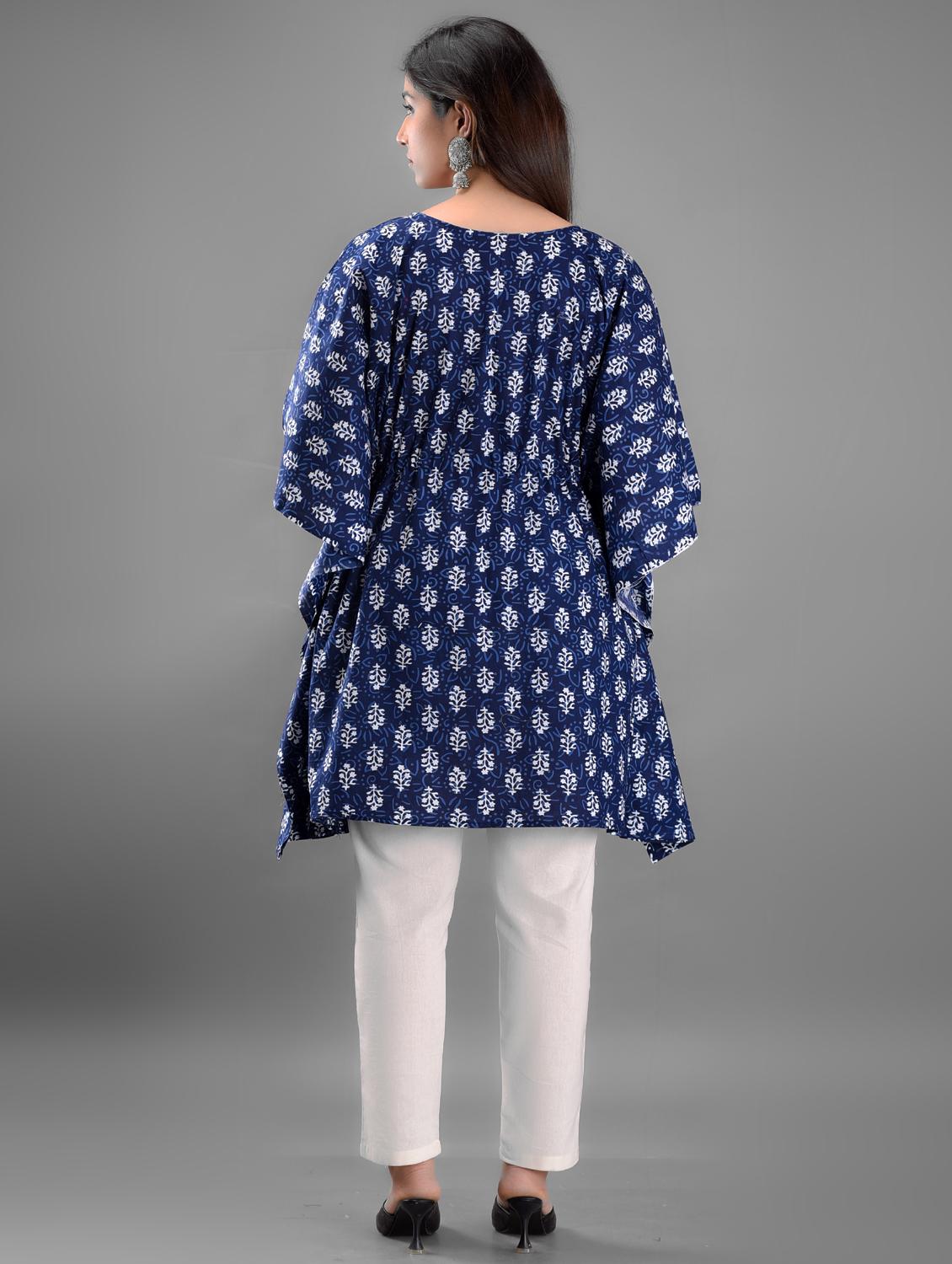 navy blue printed kaftan - 20071232 - Zoom Image - 2