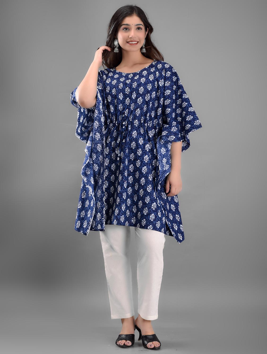 navy blue printed kaftan - 20071232 - Standard Image - 3