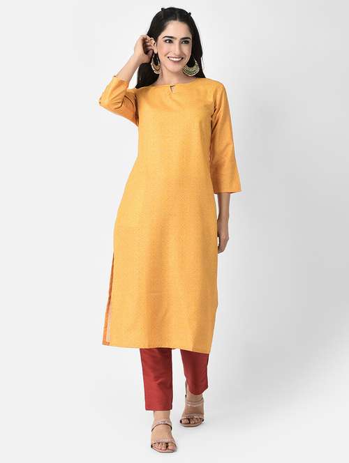 key hole neck printed straight kurta - 20083177 - Very Small Image - 1