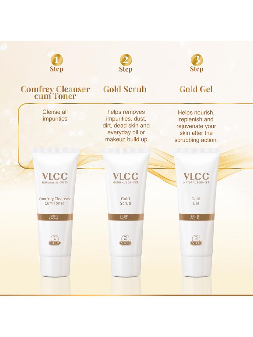 vlcc gold facial kit for luminous & radiant complexion - 60 g -parlour glow - 20085531 - Standard Image - 3