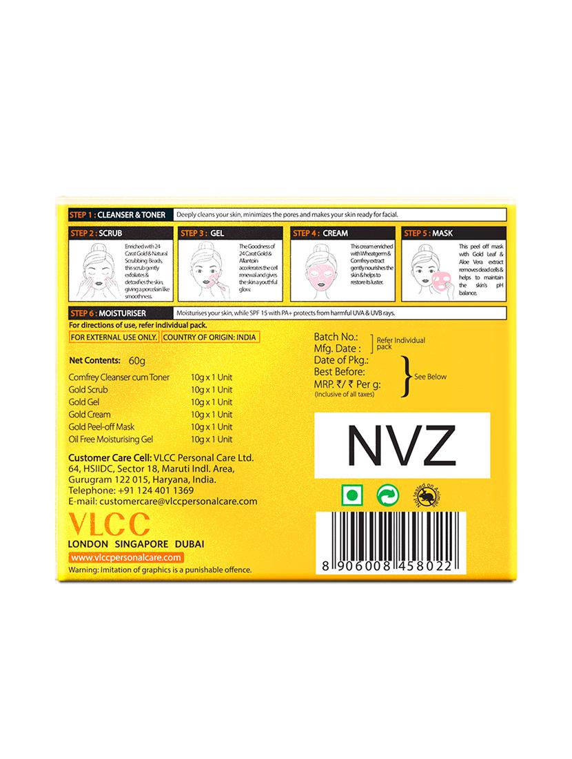 vlcc gold facial kit for luminous & radiant complexion - 60 g -parlour glow - 20085531 - Standard Image - 5