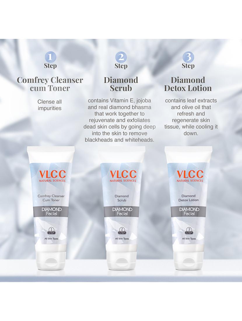 vlcc diamond facial kit with free rose water toner - 400 g - for young & flawless skintone - 20085545 - Standard Image - 3