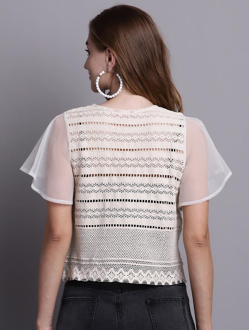 round neck self design regular shrug - 20098142 - Zoom Image - 3