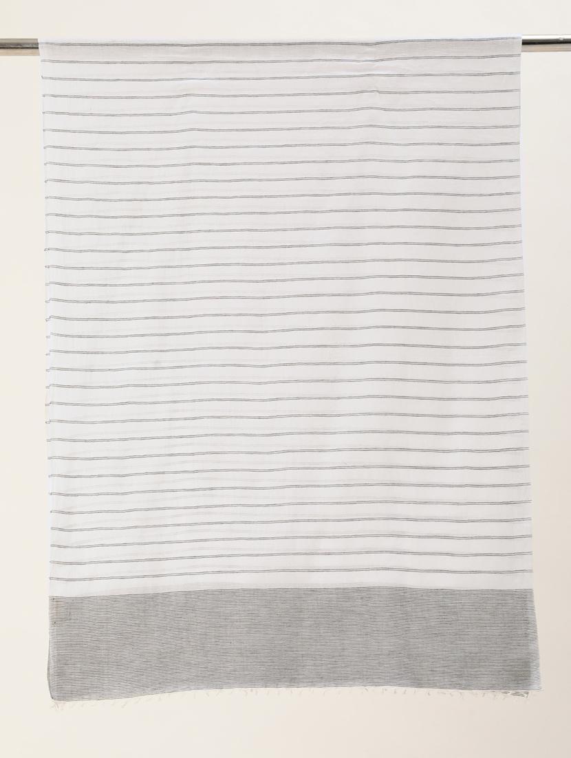 handwoven monochrome lined cotton scarf - 20103714 - Zoom Image - 2