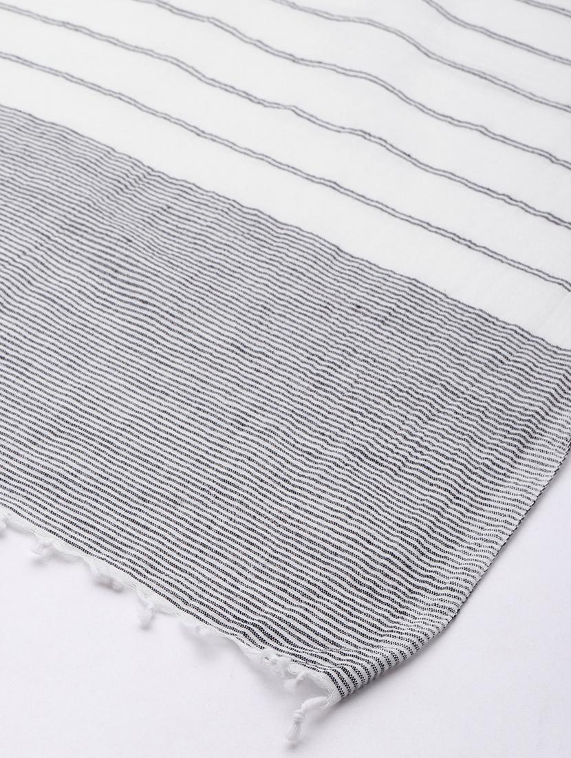 handwoven monochrome lined cotton scarf - 20103714 - Zoom Image - 3