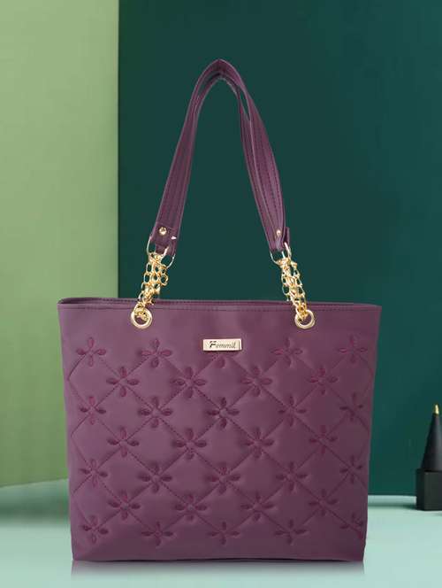 maroon embroidered regular handbag - 20115077 - Very Small Image - 1