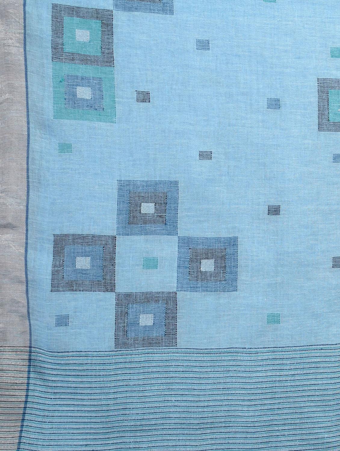 women's self design light blue colored saree with blouse - 20126191 - Zoom Image - 5